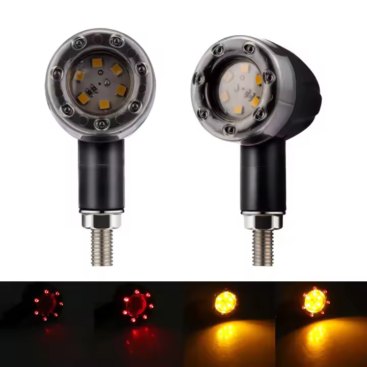 2pcs Lámparas De Señal Para Motocicleta Universal 12v Rojo Amarillo Luz De Freno Trasera Y Luz De Señal Laterales - 1