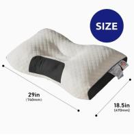2 Piece Adjustable Ergonomic Neck Pillow - Soft Knit, Modern Design, Zipper Closure, Premium Polyester Filling, Removable Pillowcase, Sleep Comfort, Sleep Comfort | Modern Pillow Design | Zippered Pillowcase - details 2