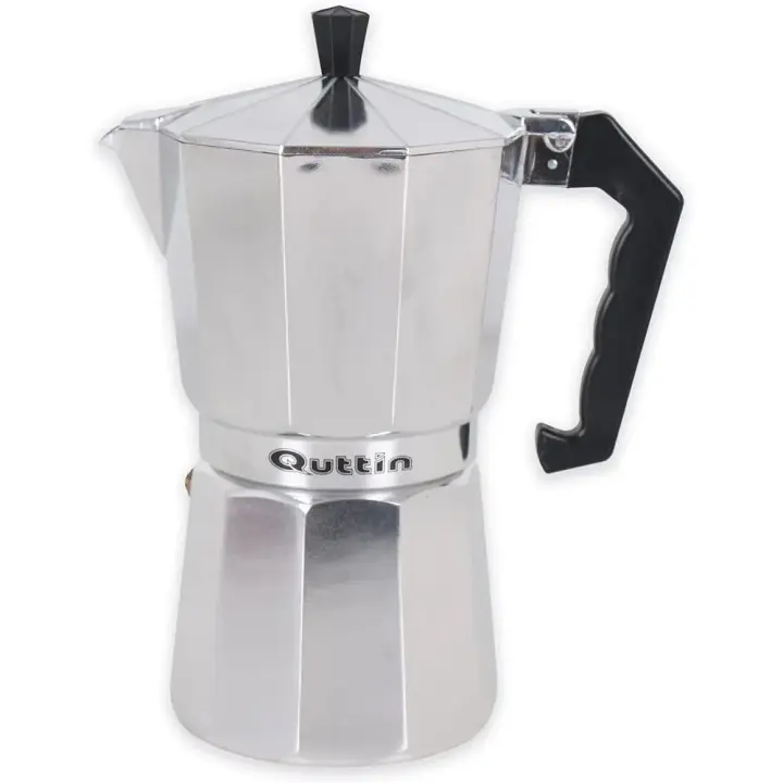 Cafetera classica aluminio italiana Quttin oficial y original de 3tazas 6 tazas 9 tazas 12 tazas apto para electrico gas vitroceramicas halogen gran calidad tambien modelo de Induccion a elegir - 1