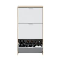 Meimon Zapatero 3 puertas abatibles con capacidad para 18 pares de zapatos, estructura en tablero de partículas melaminizado TIPO E1, cantos melamínicos, puertas de ABS de alta resistencia y tiradores de aluminio, incluye fijación a la pared. - details 1
