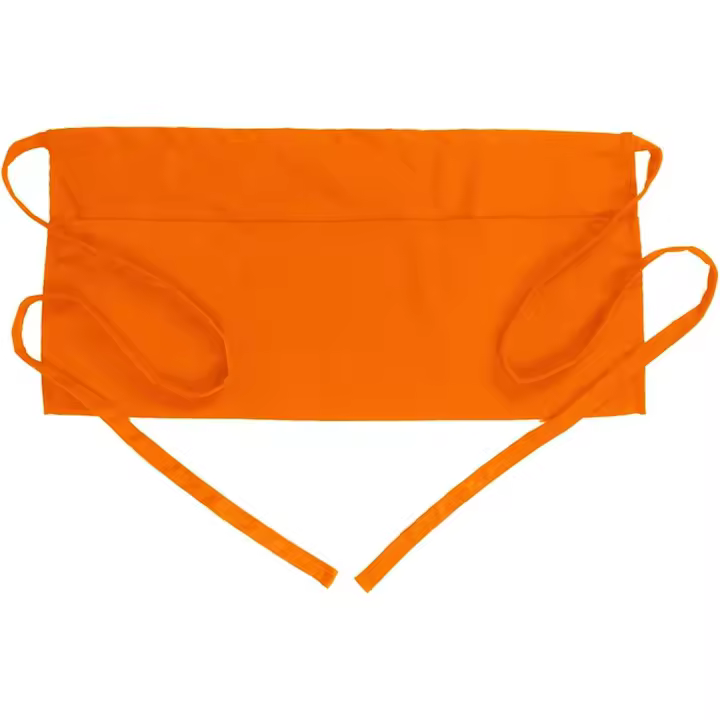 Delantal de cintura con 3 bolsillos - Delantal corto de color negro para camareras y camareros - Naranja - 1