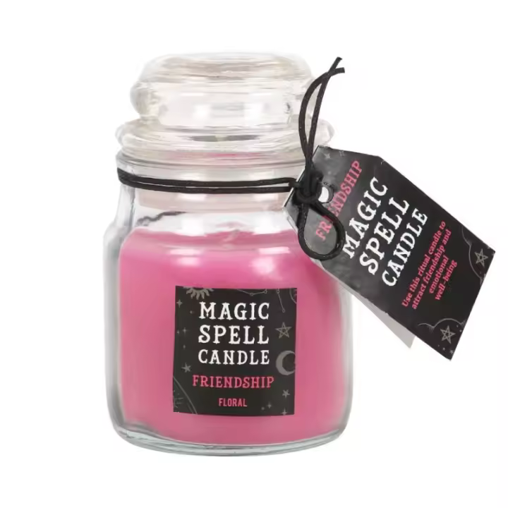 VELAS CRISTAL MÁGICA - MAGIC SPELL CANDLES - FRIENDSHIP - AMISTAD - VELA EN FRASCO DE CRISTAL ROSA FLORAL - SPIRIT OF EQUINOX - 1
