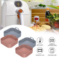 2Pcs Aspirina De Silicona Para Air Fryer Con Manija Recipiente Reutilizable Resistente Al Calor Tamaño 8 Pulgadas Placa De Hornear Cuadrada - details 0
