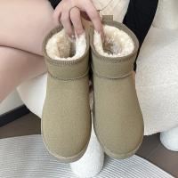 Botas De Nieve Para Mujer 2024 Plataforma Ankle Sueda Cálido Casuales Invierno Nueva Gruesa Moda Botines Cordón Material Superior Corduroy Suave - details 27