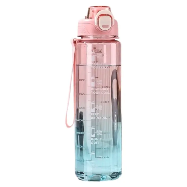 Botella de Agua Deportiva de 1 Litro | Sin BPA | Boquilla para Deporte | Con Texto Motivacional | Botella Agua Prueba de fugas, Botella Deportiva Tritan de Plástico Sin BPA, Botella Motivacional  para Hogar y Exterior (bta) - 1