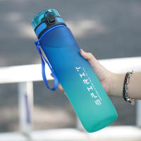 Botella Deportiva De Agua Con Mango 500-1000ml Gradiente Transparente Y Frosted Para Gimnasio Deporte Camping Uso Exterior - details 13