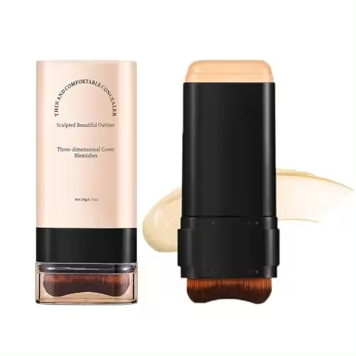 Base de maquillaje en barra Vivien Beauty, base de maquillaje ligera e hidratante coreana 2025 en barra con brocha, base de maquillaje en barra de dos cabezales, base de maquillaje en barra Flawless Eraser (02#Nature) - 1