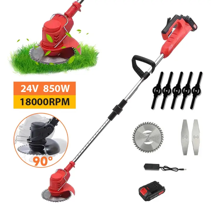 850W  Electric Lawn Mower - 18000 rpm - 21V, 1300mAh - Pértiga telescópica ajustable - 1