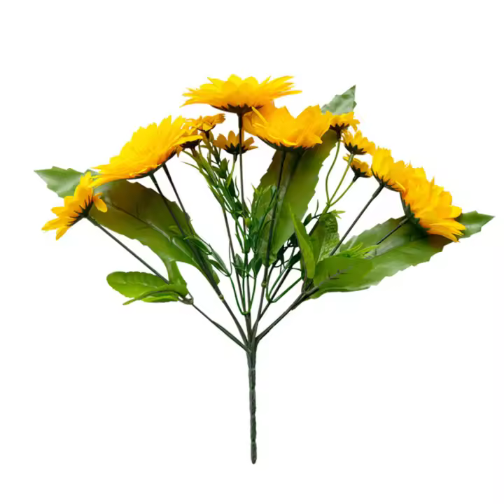Busto De Girasoles Artificiales 13 Cabezas Flor Real Toque Para Jardín Fiesta De Boda Casa Exposición Perfecto - 1