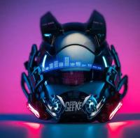 Máscara De Cosplay Punk Cyberpop Con Luz Y Pantalla De Subtítulos Rolling Mecha Soldado Tecnología Control Por App Regalo De Navidad Para Hombres Y Mujeres - details 14