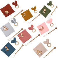 Juego De Toalla De Algodón Muselina Para Bebé Con Mordedor De León De Madera Y Cadena De Chupete Suave Para Recién Nacidos Unisex 0-1Años - details 0