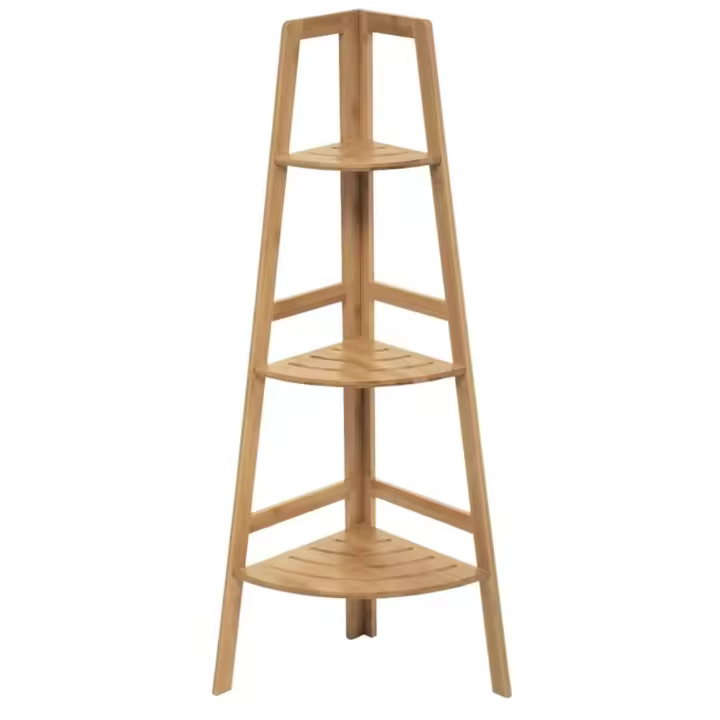 Estantería Esquinera de Bambú con 3 Niveles 103x31.9cm estantería multiuso para Baño, Sala de estudio, Dormitorio, Sala de estar - 1