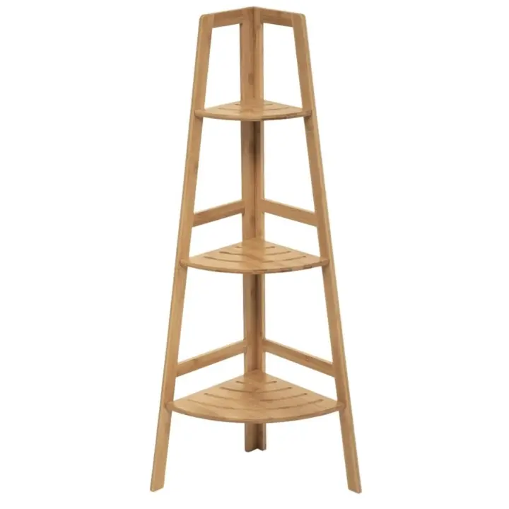 Estantería Esquinera de Bambú con 3 Niveles 103x31.9cm estantería multiuso para Baño, Sala de estudio, Dormitorio, Sala de estar - 1