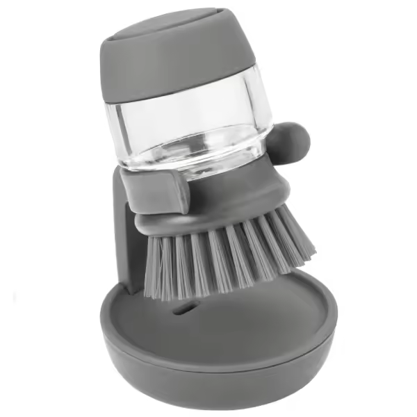 Cepillo para platos con recipiente con recipiente para lavavajillas gris - 1