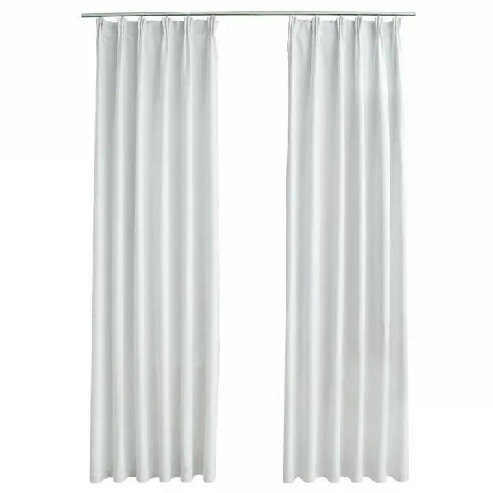 vidaXL Cortinas Opacas con Ganchos 2 Piezas 140x175 cm Crudo Casa Hogar Color Blanco crudo,  Óxido,  Gris y mas - 1