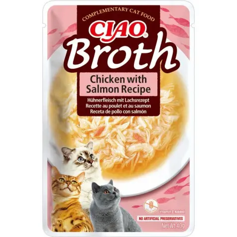 Churu Broth Sopa De Pollo Con Salmón Sobre Gatos 40 Gr - 1