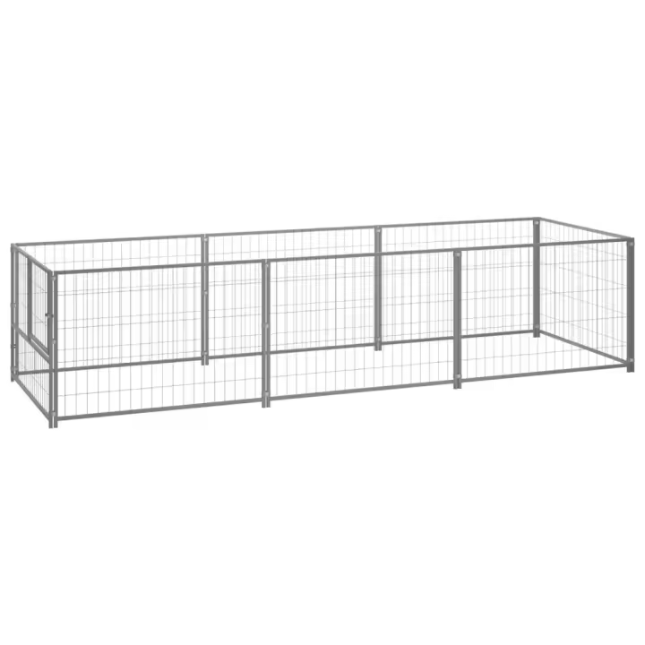 vidaXL Perrera Acero 3 m² Jaula Perros Recinto Cachorro Mascotas Caseta Color Plateado,  Negro, y mas - 1