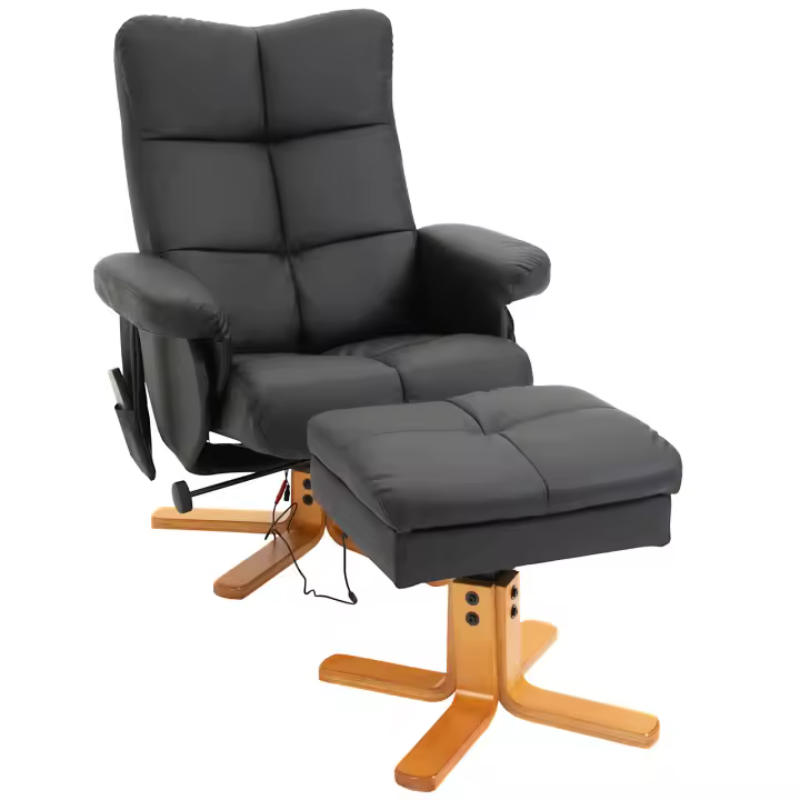 HOMCOM Sillón de Masaje Reclinable con Almacenamiento de Reposapiés Función Reclinable TV Reclinable con Función de Masaje Sillón Reclinable TV 145° Tilt Poliéster 80 x 86 x 99 cm - 1