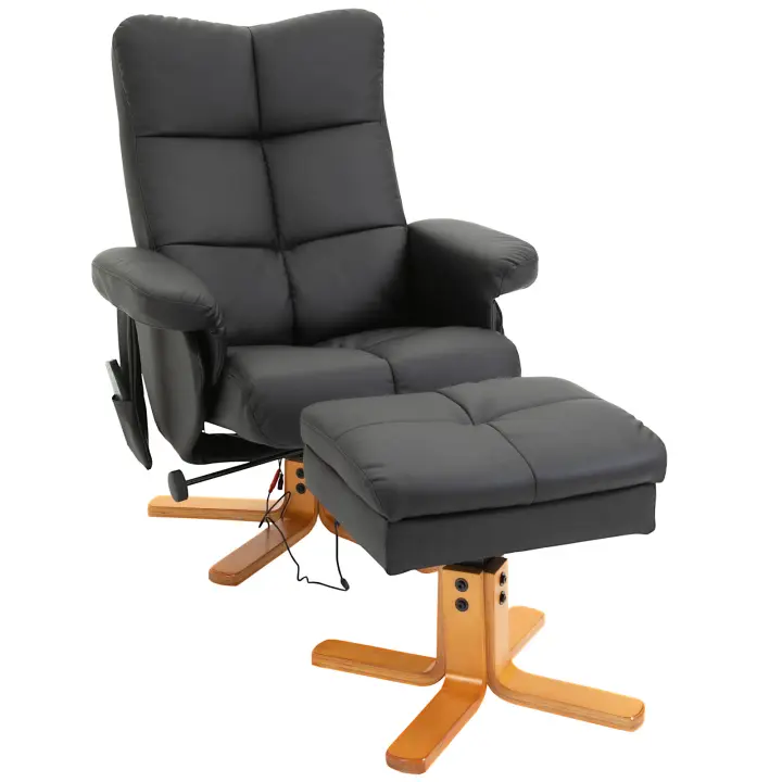 HOMCOM Sillón de Masaje Reclinable con Almacenamiento de Reposapiés Función Reclinable TV Reclinable con Función de Masaje Sillón Reclinable TV 145° Tilt Poliéster 80 x 86 x 99 cm - 1