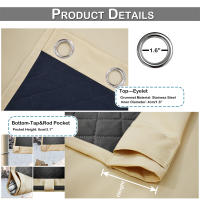 Cortinas Negras Aislantes De Calor Con Capa Impermeable Y Ventilación Para Patio Exterior Resistente Al Viento Y a Invierno Decorativas Para Sala De Estar Y Dormitorio - details 6