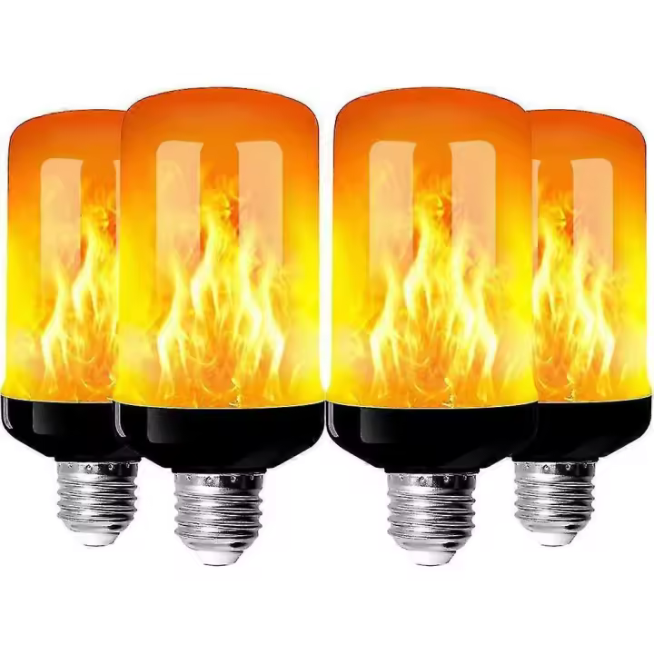 Paquete de 4 bombillas de llama E27, Base de 4W, Bombillas LED con efecto de llama, 4 Modos de iluminación, bombillas Decorativas de Interior para Fiesta en El Jardín del Hogar - 1