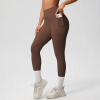 Mallas de beltada Alta para Mujer, pantalones de Yoga, Mallas con bolsillos, Push Up, ropa Deportiva para correr, pantalones de Color sólido - details 3