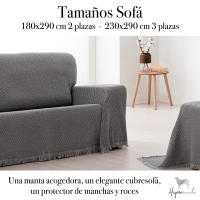 HIPERMANTA. Colcha Foulard multiusos de Algodón regenerado Modelo ZIG-ZAG. Medida: 230x260 cm). - details 1