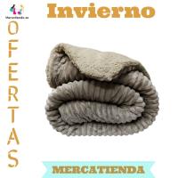 Mercatienda.es Edredones Cama 150 Extra Grueso +700gr/m2 | Sedalina & Borreguillo | Térmico Invierno + Cuadrantes Regalo | Rayas en Taupe - details 0