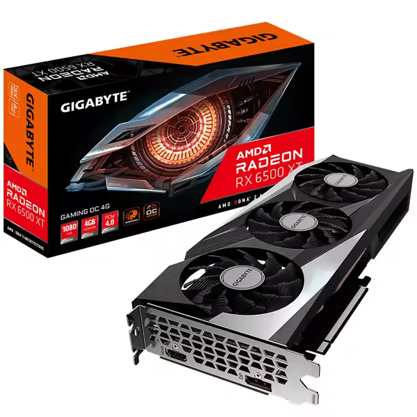 TARJETA GRAFICA 4GB AMD GIGABYTE RADEON RX 6500 XT GAMING OC PCX3.0 GDDR6 HDMI-DPORT - 1