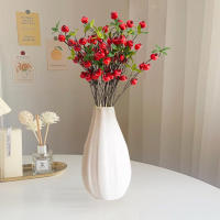 Rama De Pimienta Con Hojas Y 9 Cabezas De Pomegranato Falsas Rojas Y Naranja Para Decoración De Jardín Y Hogar Material De Seda - details 8