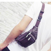 Bolsa De Cintura Para Hombre De Cuero Genuino Bolsa De Móvil Con Cadena Estilo Fashion Bolsa De Cintura Para Deporte Y Aventura - details 3
