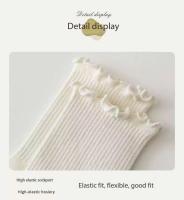 5 Pares De Calcetines Casuales Para Mujer De Tubo Medio Pleated En Colores Negro Y Blanco Transpirables Para Primavera Y Otoño - details 9
