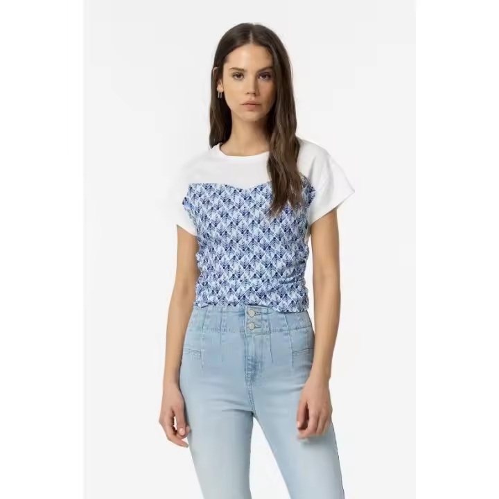 Camiseta Tiffosi Claude Blanca- Combinada con Cuello Redondo y Manga Corta - 1