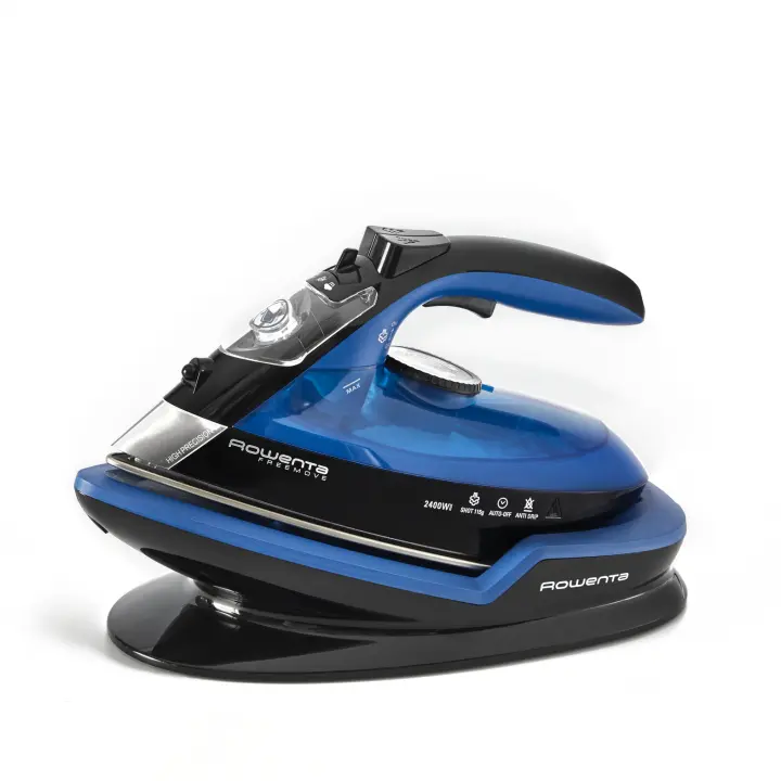 Rowenta Freemove Plancha de Vapor Sin Cable, Modelo Negro y Azul, 2400 W, Salida de Vapor Continua de 27 g/min, Golpe de Vapor de 115 g/min, Tecnología Sin Cable, Prácticas Prestaciones DE5010D1 - 1