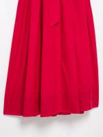 Vestido Largo Rojo Casual Elegante Para Mujer Con Cinturón Y Bolsillos Manga Corta Estilo Vintage Primavera Verano Sin Estirar Polyester - details 3