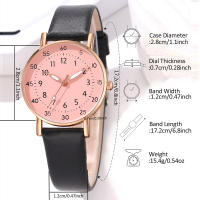 Reloj De Cuarzo Para Parejas Estilo Minimalista Blanco Con Dial En Numeros Romanos Y Correa De Cuero Rosa Ideal Regalo Para Ella - details 9