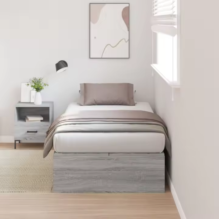 Estructura de Cama de Almacenamiento vidaXL Gris Sonoma 90x190 cm - 1