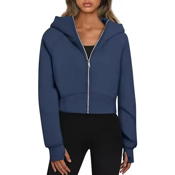 Sudadera con capucha para Mujer, holgada, de manga large, Short, informal, with forro polar y Cremallera, chaqueta Kpop, ropa con capucha - 1