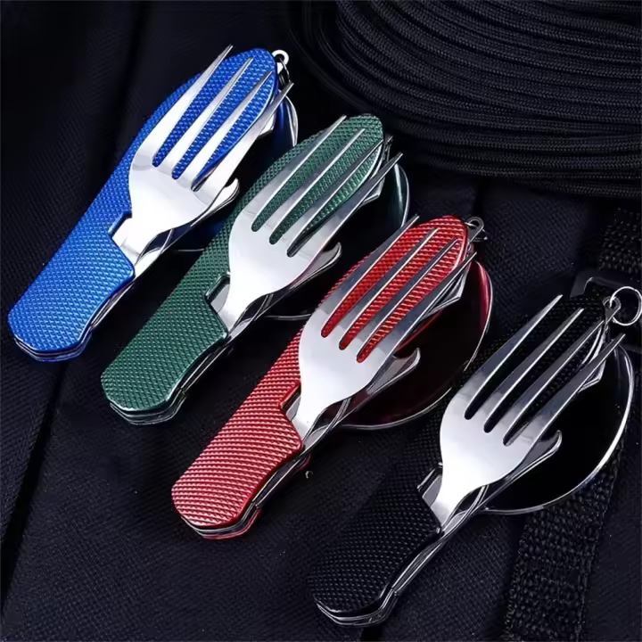 Juego De Utensilios De Camping Plegables - Cuchillo Fork Sartén Multi-Funcional Para Actividades Al Aire Libre Y Deportes Picnic Viaje - 1
