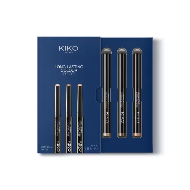 Pack rutina maquillaje KIKO Milano Long Lasting Colour Eye Set, Kit de 3 sombras de ojos en stick: 24 h de fijación, no-transfer - 1