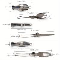 Juego De Utensilios De Acero Inoxidable Para Camping Con Cuchillo Cuchara Y Tenedor Plegables Y Bolsa De Almacenamiento Portátil Para Exteriores - details 2