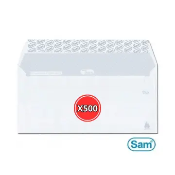 50 sobres de correo pequeño DL- blanco papel vitela tamaño 90g 110 x 220 mm con un cierre de cinta adhesiva sobre blanco