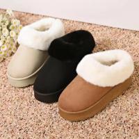 Botas De Nieve Para Mujer De Cuero Sintético Con Interior De Algodón Y Suela Gruesa Antideslizante Botas Cálidas Sin Cordones Para Invierno - details 10