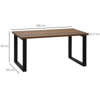 HOMCOM Mesa de Centro Rectangular Mesa de Salón Industrial con Tablero de Madera y Marco de Acero para Oficina Dormitorio Estudio 100x60x50 cm Natural - details 2