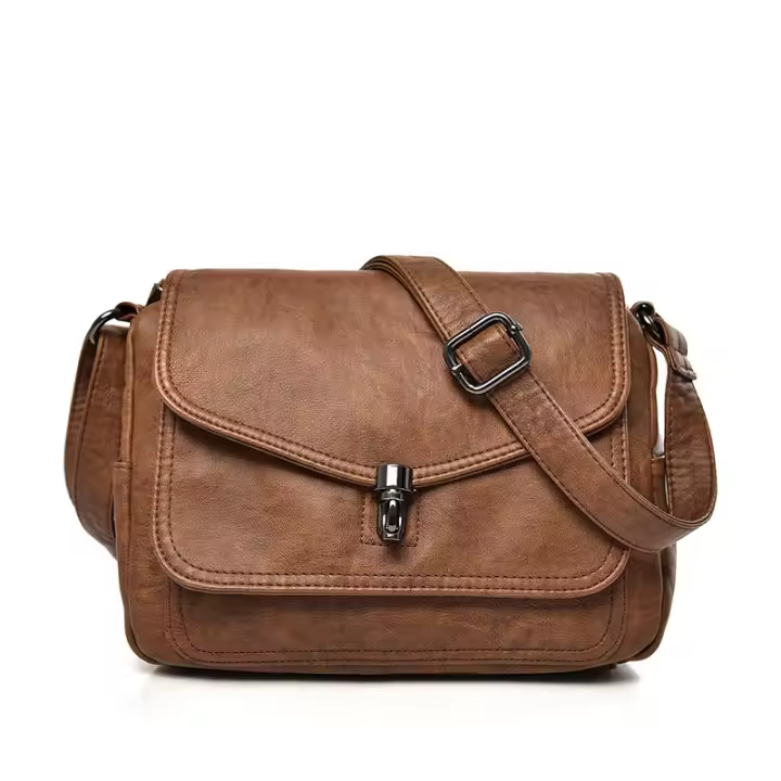 Bolso bandolera de piel de nueva calidad, bolso de hombro de gran capacidad con bolsillo de tres capas, bolso bandolera informal para mujer - 1