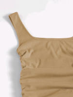 Vestido De Verano Con Tirantes Y Cinturón Ajustable Falda De Cintura Alta Estirada Y Plisada Estilo Casual Largo Mini Para Mujer - details 7