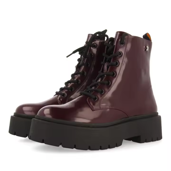 Botín Burdeos Biker Cordones Mujer Gioseppo - 1