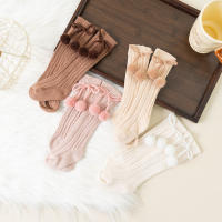Calcetines Altos De Encaje Para Bebés Y Niñas Con Bola De Cereza Para Otoño Invierno Calcetines De Princesa Para Niños De 0 a 5 Años Calentadores De Piernas Hechos De Algodón Y Poliéster - details 2