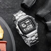 Reloj Deportivo De Lujo Para Hombre YIKAZE Con Correa De Acero Inoxidable Resistente Al Agua Y Luz LED Mostrador Digital Estilo Militar - details 1