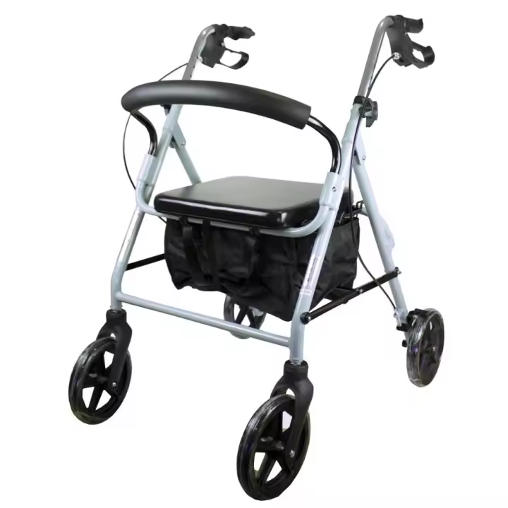 Mobiclinic® Andador para ancianos Ruedas grandes para calle Plegable con cesta de tela y asiento Fabricado en aluminio ligero resistente freno en manetas Marca Española modelo Sofía Gris - 1